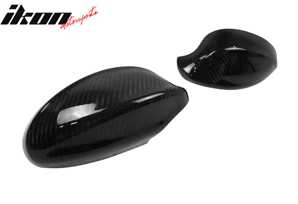 IKON MOTORSPRTS, Mirror Cover Compatible With 2006-2008 BMW E90 3-Series Pre-Facelift 4-Door Sedan, Side Rear View Add-On Caps Real Carbon Fiber Factory Style Driver Passenger Overlay Guard 2PC, 2007