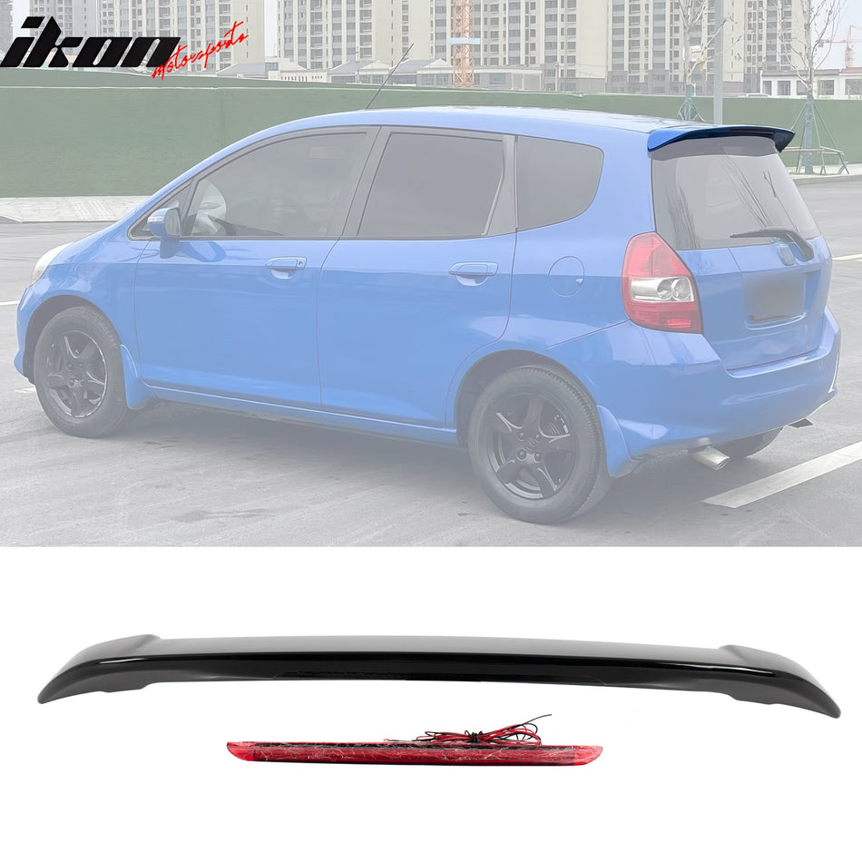 2006-2008 Honda Fit Gloss Black ABS Rear Roof Spoiler Lip Wing w/ LED