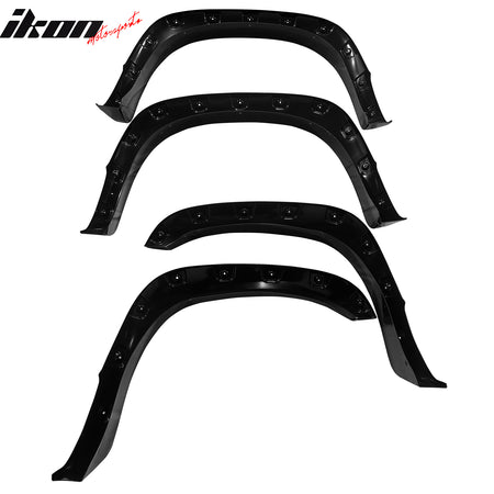 IKON MOTORSPORTS Fender Flares Compatible with 2006-2009 Dodge Ram 1500 2500 3500 Short Bed Rivet/Bolt Style ABS Smooth Wheel Flare Cover Protector Set, 4 Pcs, Front & Rear