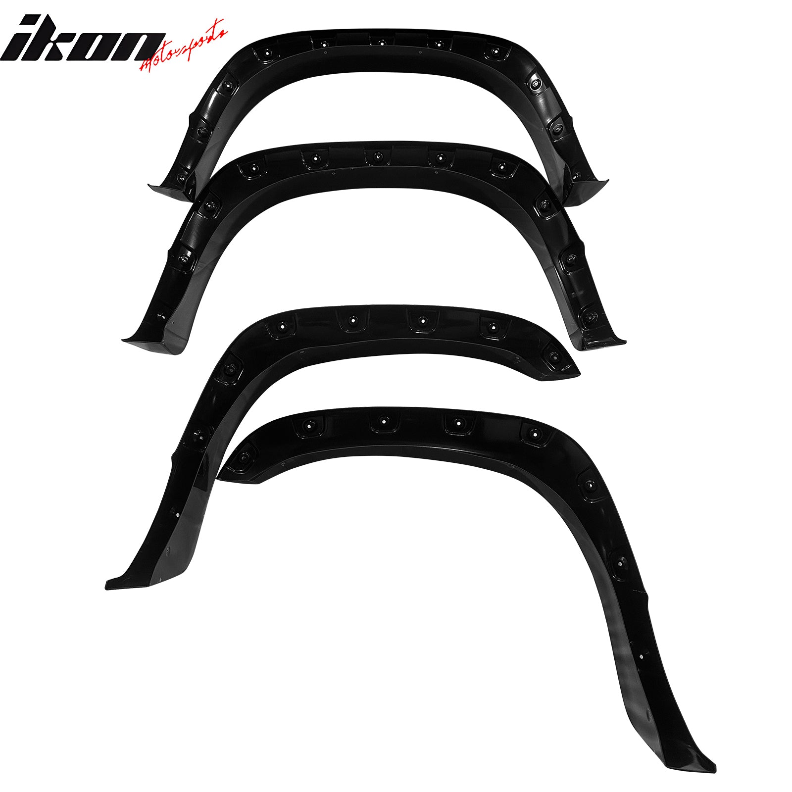 IKON MOTORSPORTS Fender Flares Compatible with 2006-2009 Dodge Ram 1500 2500 3500 Long Bed Rivet/Bolt Style ABS Smooth Wheel Flare Cover Protector Set, 4 Pcs, Front & Rear