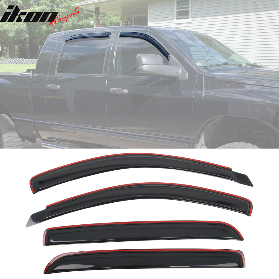 2006-2009 Dodge Ram 1500 2500 3500 Mega Cab Window Visors In Channel