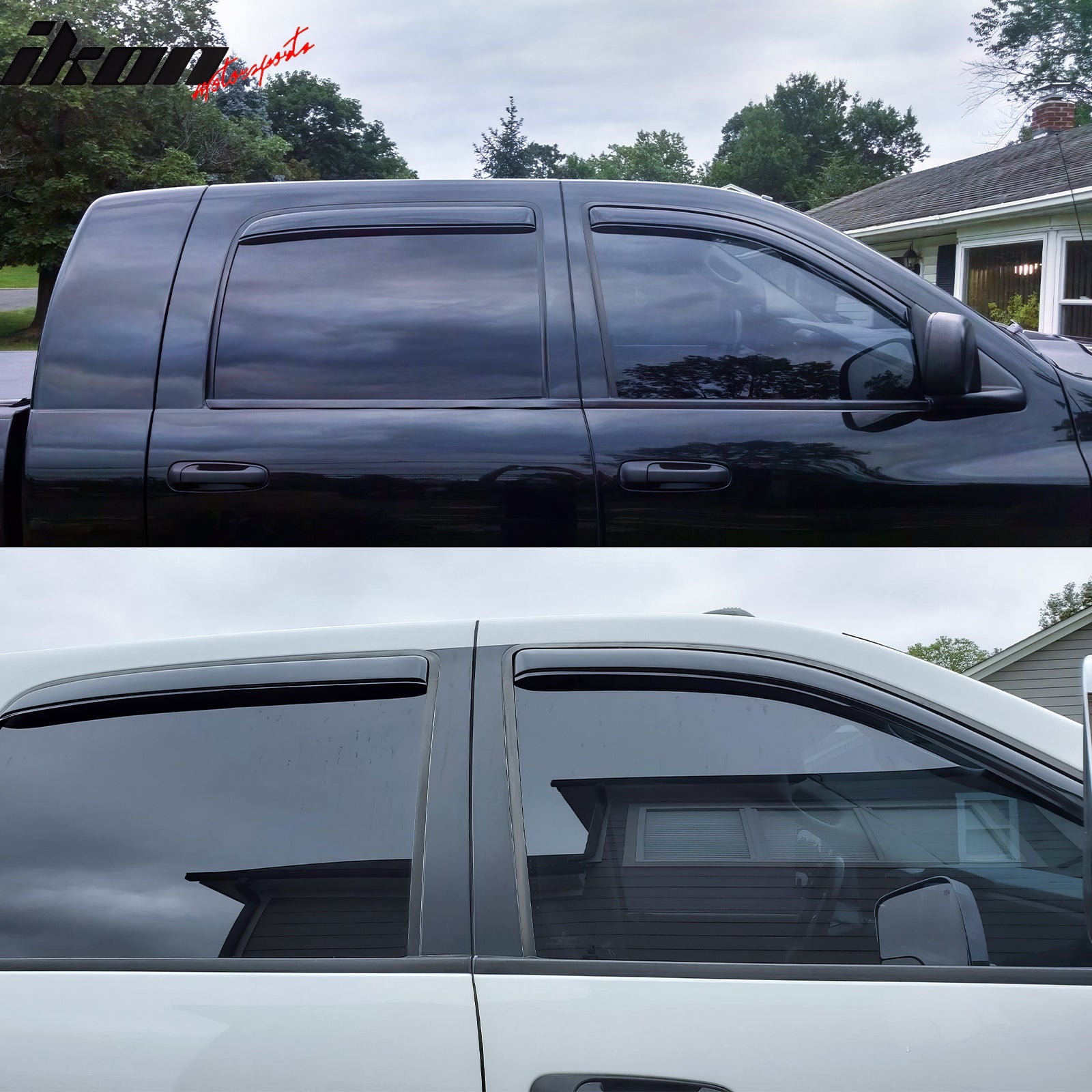 Fits 06-09 Dodge Ram 1500 2500 3500 Mega Cab Window Visors Deflectors In Channel
