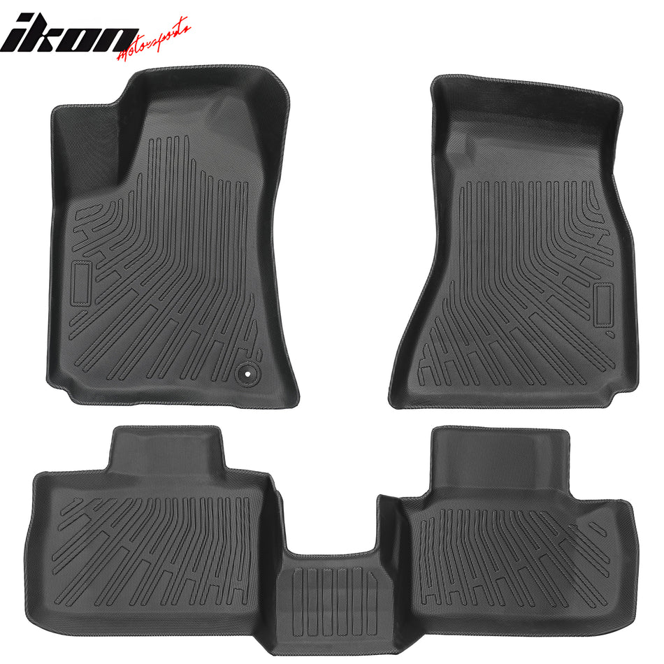 IKON MOTORSPORTS 3D TPE Floor Mats + Trunk & Backrest Mats + Window Visors, Compatible with 2006-2010 Dodge Charger RWD, TPE All Weather Waterproof Floor Liners, Front & 2nd Row Full Set, Black