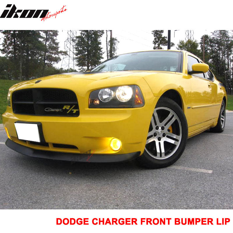 IKON MOTORSPORTS Front Bumper Lip Compatible with 2006-2010 Dodge Charger Except SRT8 Model, Factory Style Black PU