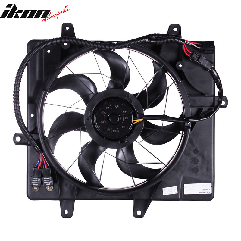 IKON MOTORSPORTS Radiator Cooling Fan Assembly Replacement for 2006-2010 Chrysler PT Cruiser 2.4L w/o Turbo, 5179470AA CH3115146 Automotive Engine Fan, Black