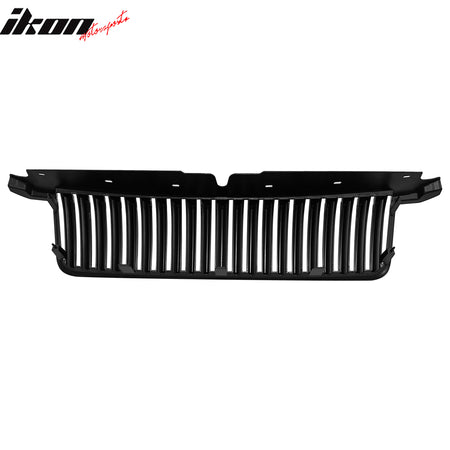 IKON MOTORSPORTS Front Bumper Grille, Compatible with 2006-2010 Ford Explorer XLS, Vertical Bar Style Gloss Black ABS Plastic Replacement Front Bumper Grill Assembly