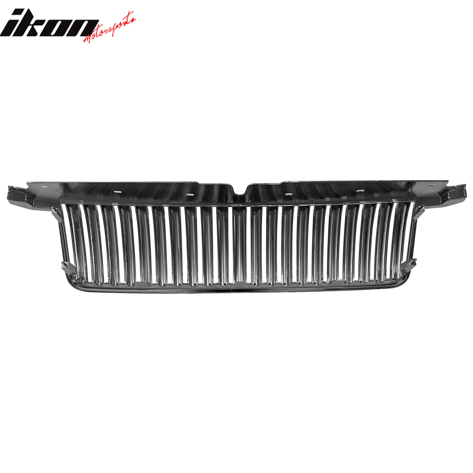 IKON MOTORSPORTS Front Bumper Upper Grille, Compatible with 2006-2010 Ford Explorer XLS Only, Vertical Style Chrome ABS Plastic Replacement Front Bumper Grill Assembly