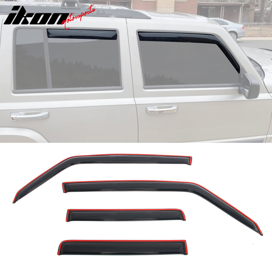 2006-2010 Jeep Commander In-Channel Side Window Deflectors Rain Shade