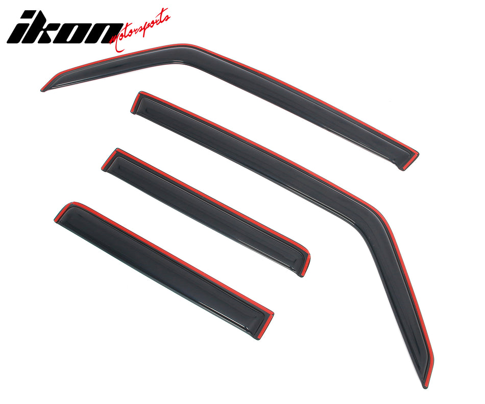 IKON MOTORSPORTS In Channel Window Visors Compatible with 2006-2010 Jeep Commander, Slim Style Acrylic Smoke Rain Guards, Side Window Wind Deflectors 4PCS