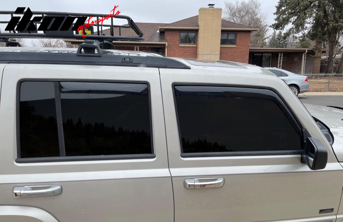 Fits 06-10 Jeep Commander In-Channel Side Window Deflectors Acrylic Rain Shade