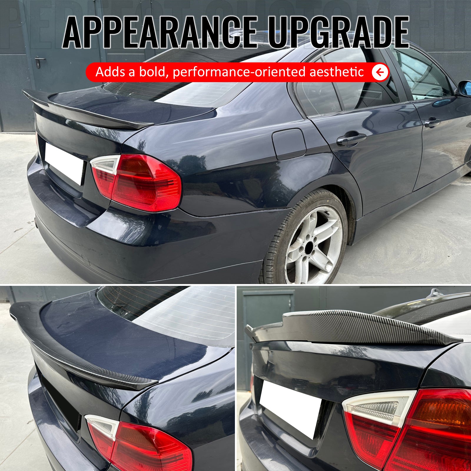 Fits 06-11 BMW E90 3-Series M3 Sedan PSM Style Trunk Spoiler Carbon Fiber Print