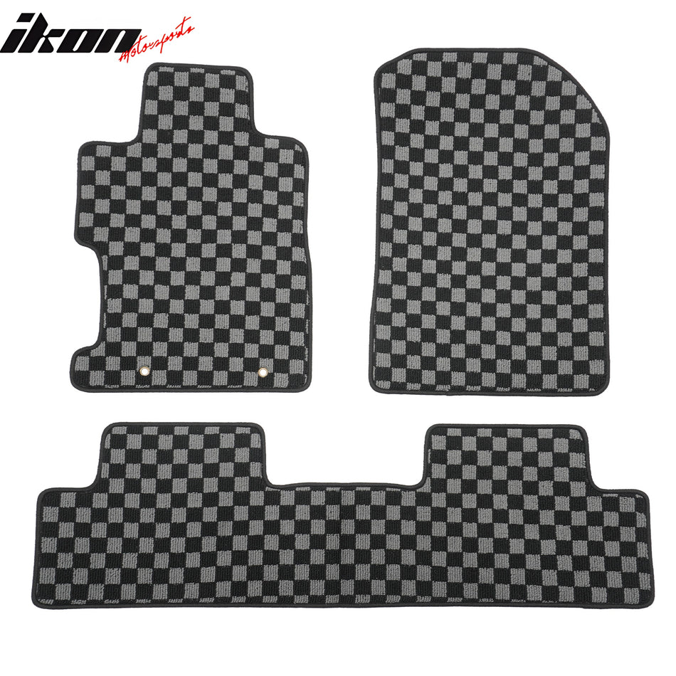 2006-2011 Honda Civic Floor Mats Carpet Black Gray Plaid Polypropylene