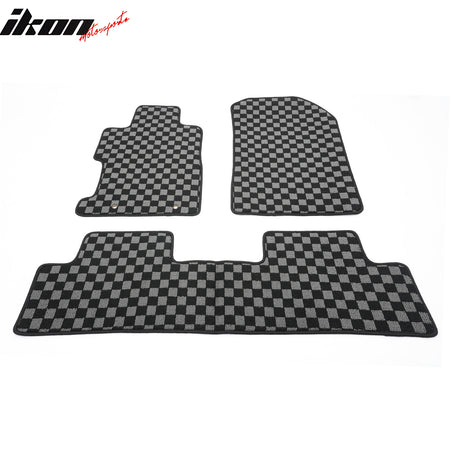 For 06-11 Honda Civic Auto Floor Mats Non-Slip Carpet Checkered Black Gray Plaid