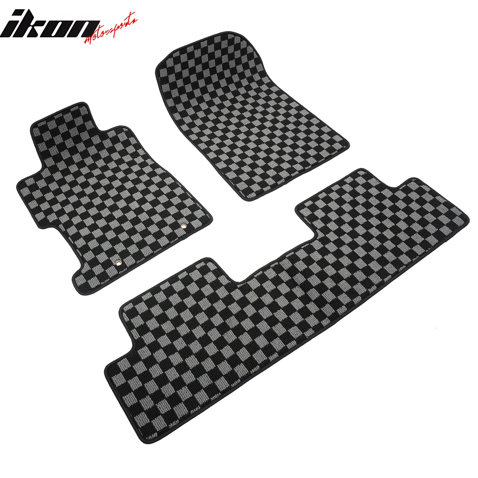 For 06-11 Honda Civic Auto Floor Mats Non-Slip Carpet Checkered Black Gray Plaid