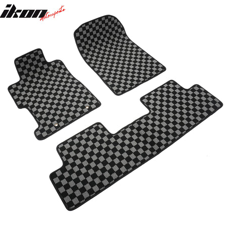 For 06-11 Honda Civic Auto Floor Mats Non-Slip Carpet Checkered Black Gray Plaid