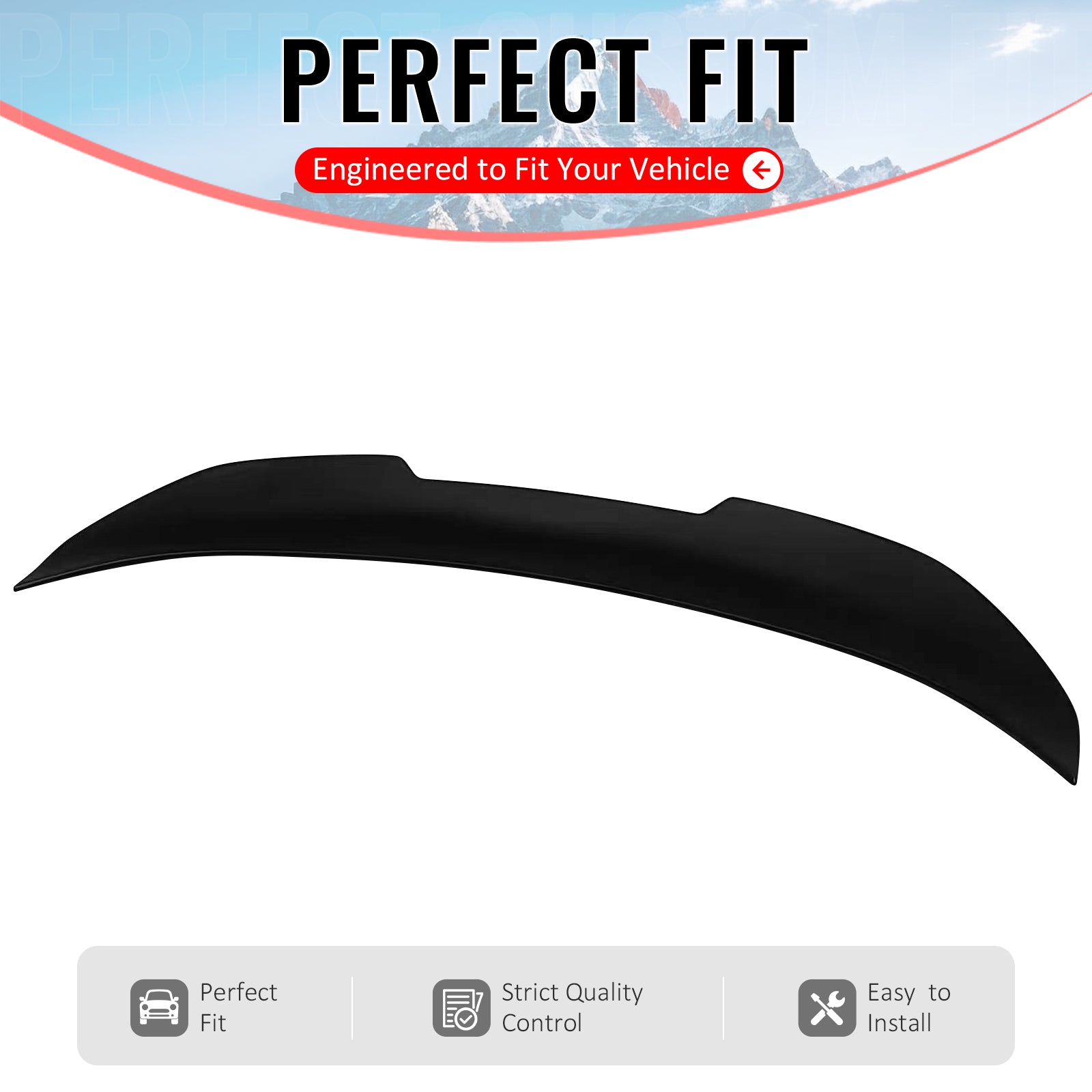 IKON MOTORSPORTS, Trunk Spoiler Compatible with 2006-2011 BMW E90 3 Series M3 Sedan, PSM Style Matte Black ABS Plastic Add-on Rear Trunk Lid Spoiler Wing Lip