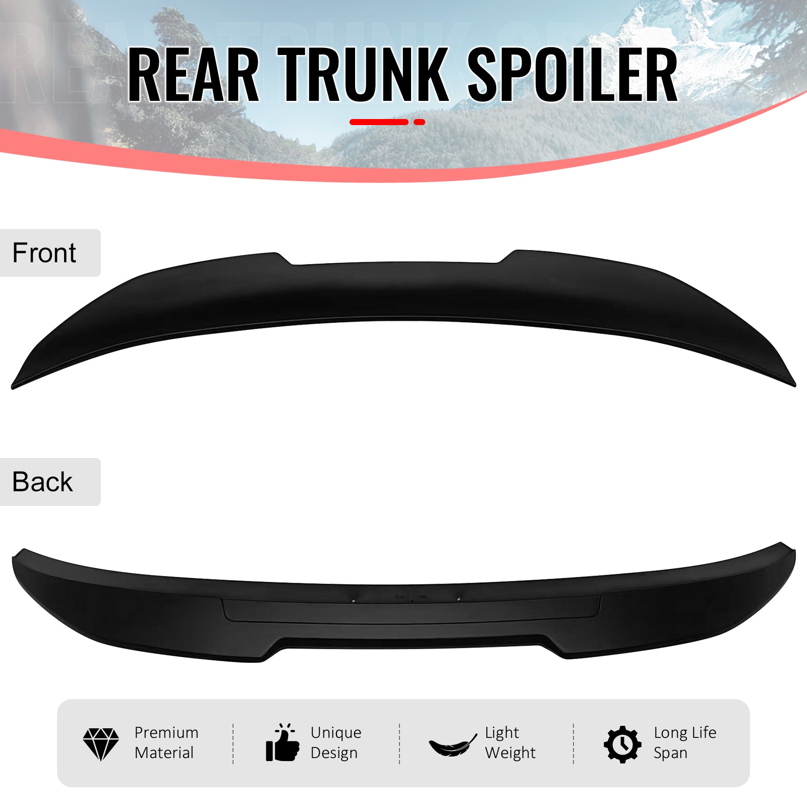 Fits 06-11 BMW E90 3-Series M3 Sedan PSM Style Trunk Spoiler Matte Black ABS