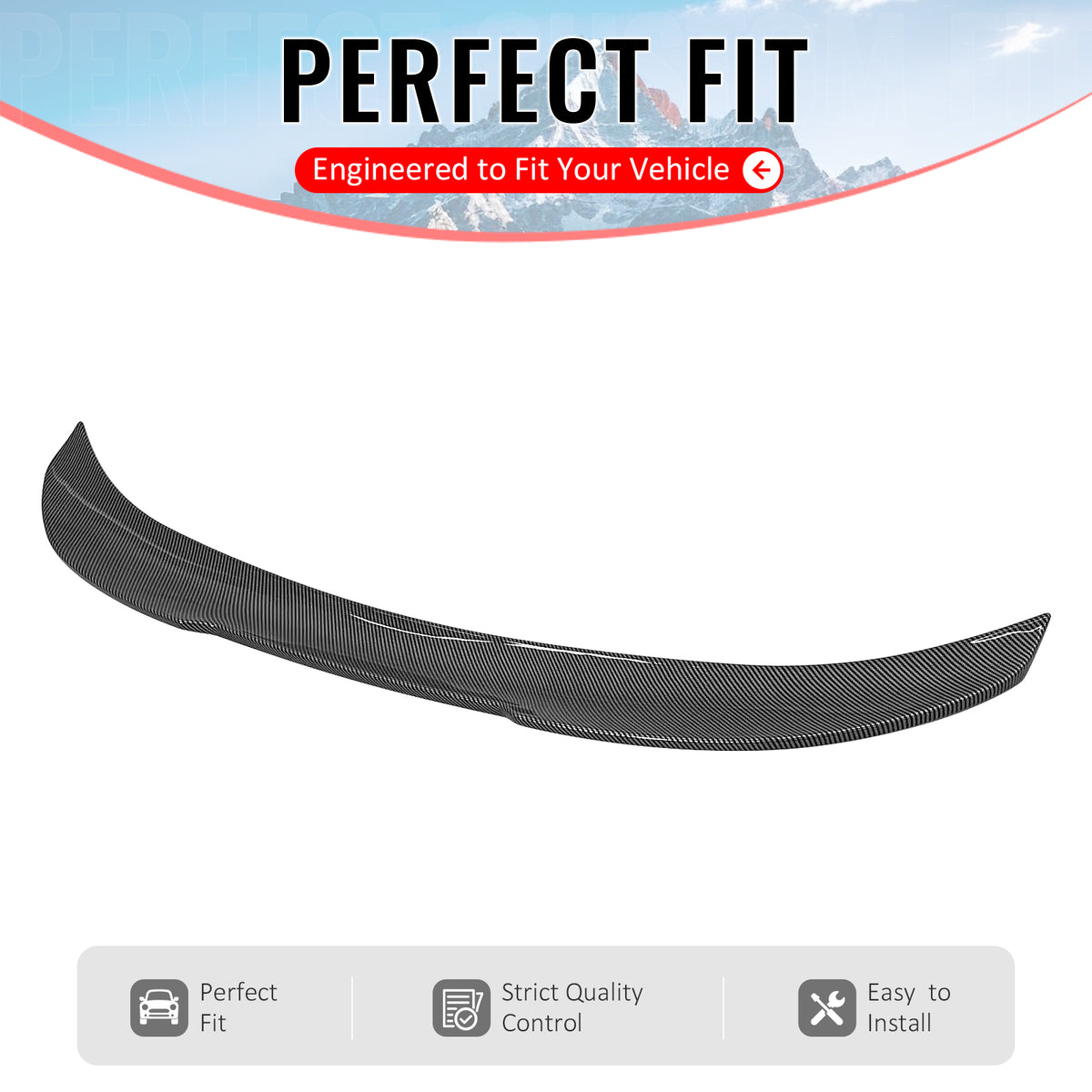 IKON MOTORSPORTS, Trunk Spoiler Compatible with 2006-2011 BMW E90 3 Series M3 Sedan, PSM Style Carbon Fiber Print ABS Plastic Add-on Rear Trunk Lid Spoiler Wing Lip