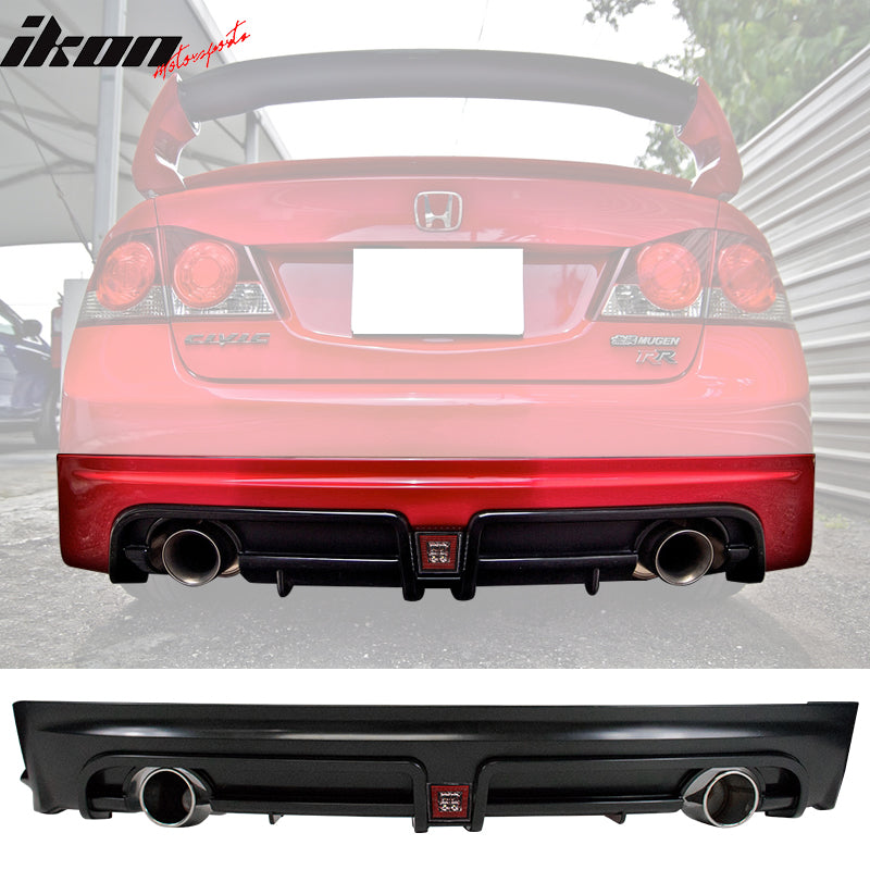 Fits 06-11 Civic MG RR Rear Diffuser Twin Outlet w/Red 3rd Brake Light