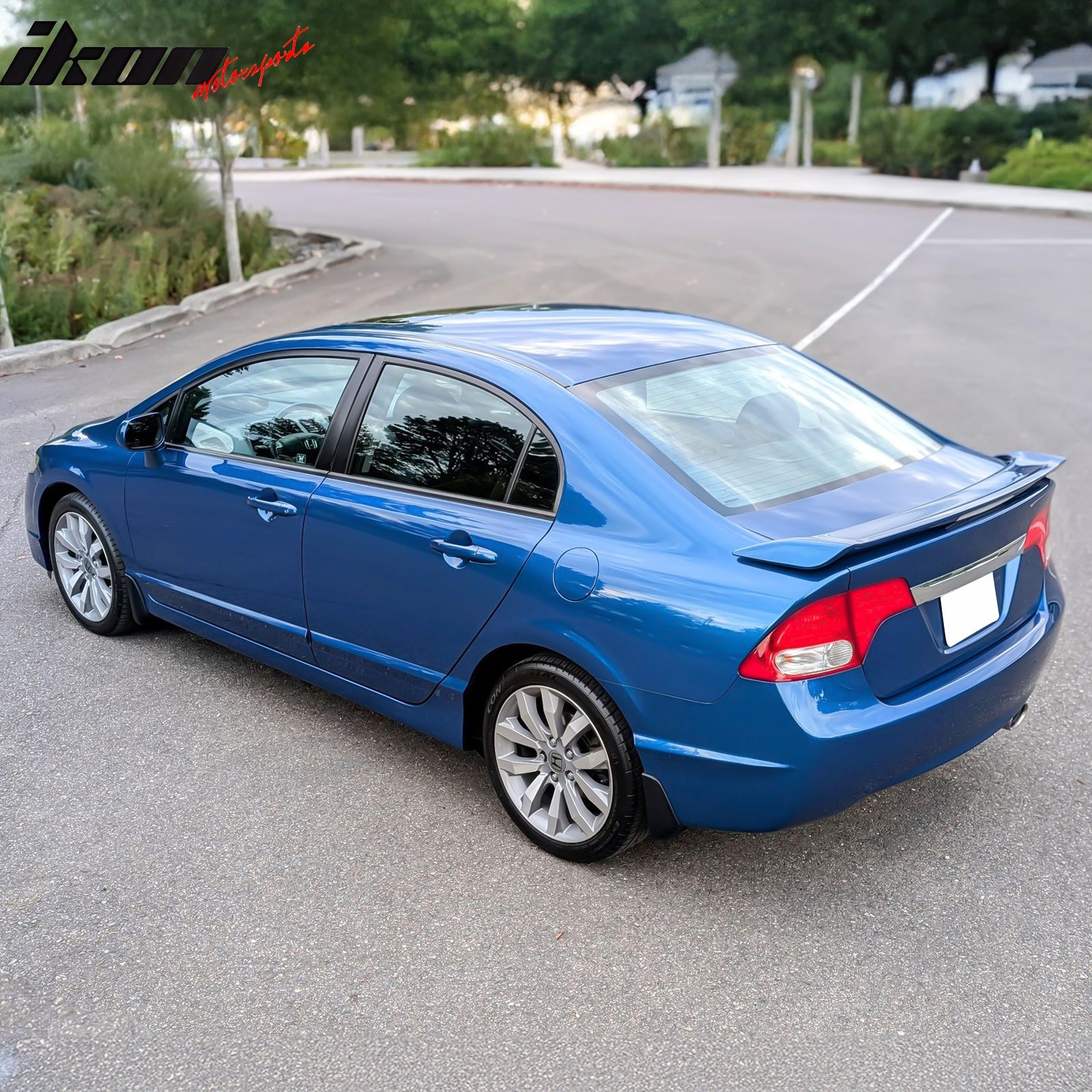 Fits 06-11 Honda Civic 8th Gen Sedan Si Style Trunk Spoiler W/LED Unpainted Gray