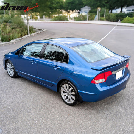 Fits 06-11 Honda Civic 8th Gen Sedan Si Style Trunk Spoiler W/LED Unpainted Gray