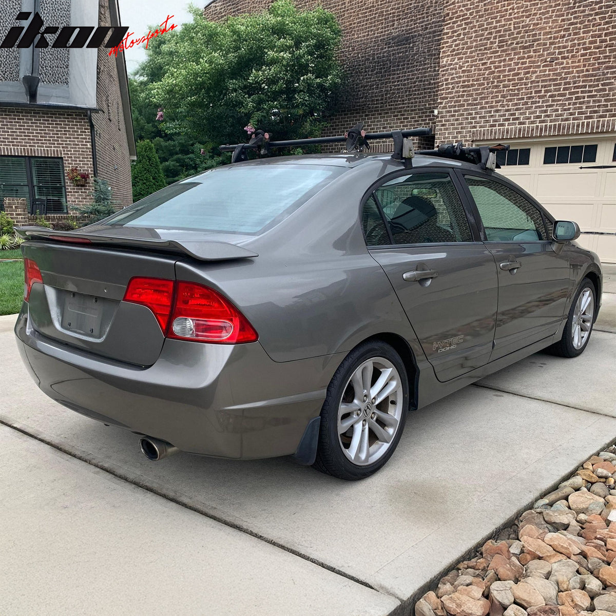 Fits 06-11 Honda Civic 8th Gen Sedan Si Style Trunk Spoiler W/LED Unpainted Gray