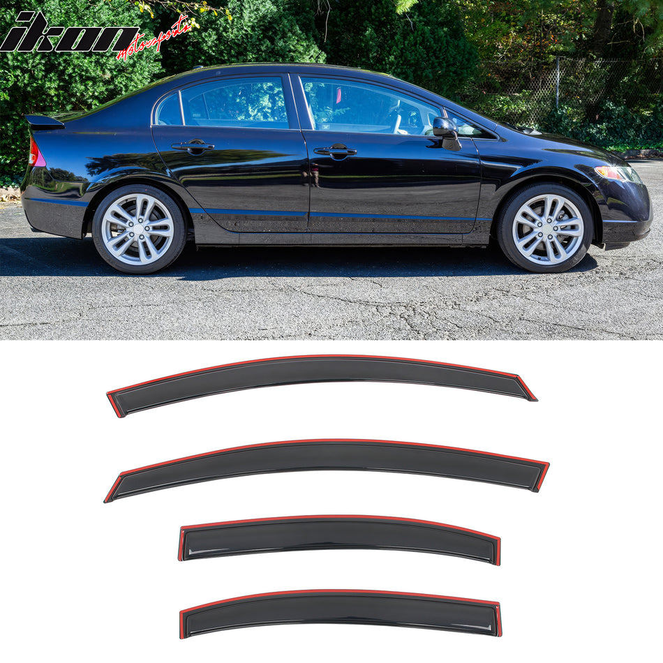 2006-2011 Honda Civic Sedan Window Visors In-Channel Rain Vent Guard