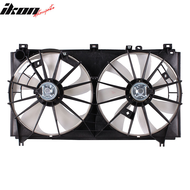 IKON MOTORSPORTS Radiator Cooling Fan Assembly Replacement for 2006-2012 LEXCUS IS250, 2010-2012 IS250C 2.5L, 16711-31320 LX3115118 Automotive Dual Engine Fans, Black