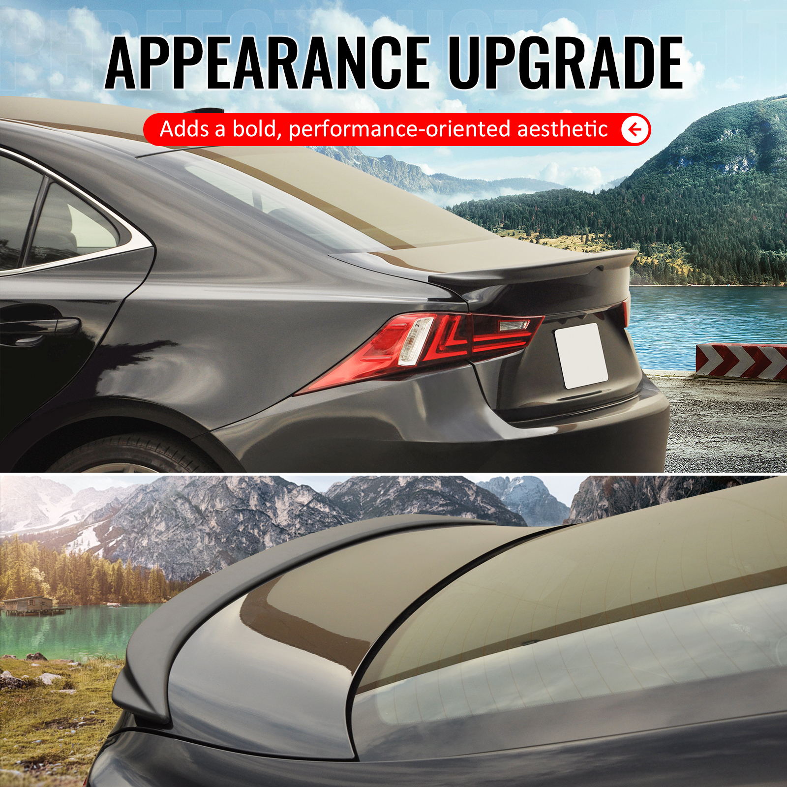 Fits 06-13 Lexus IS250/IS350 Sedan C Style Rear Trunk Spoiler Wing Painted Black