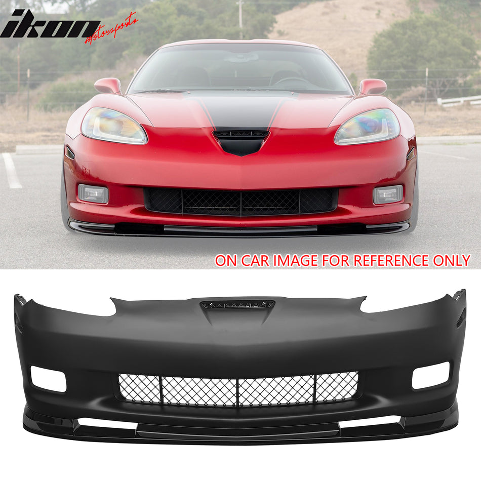 06-13 Chevy Corvette Z06 Style Front Bumper Cover w/ Gloss Black Lip