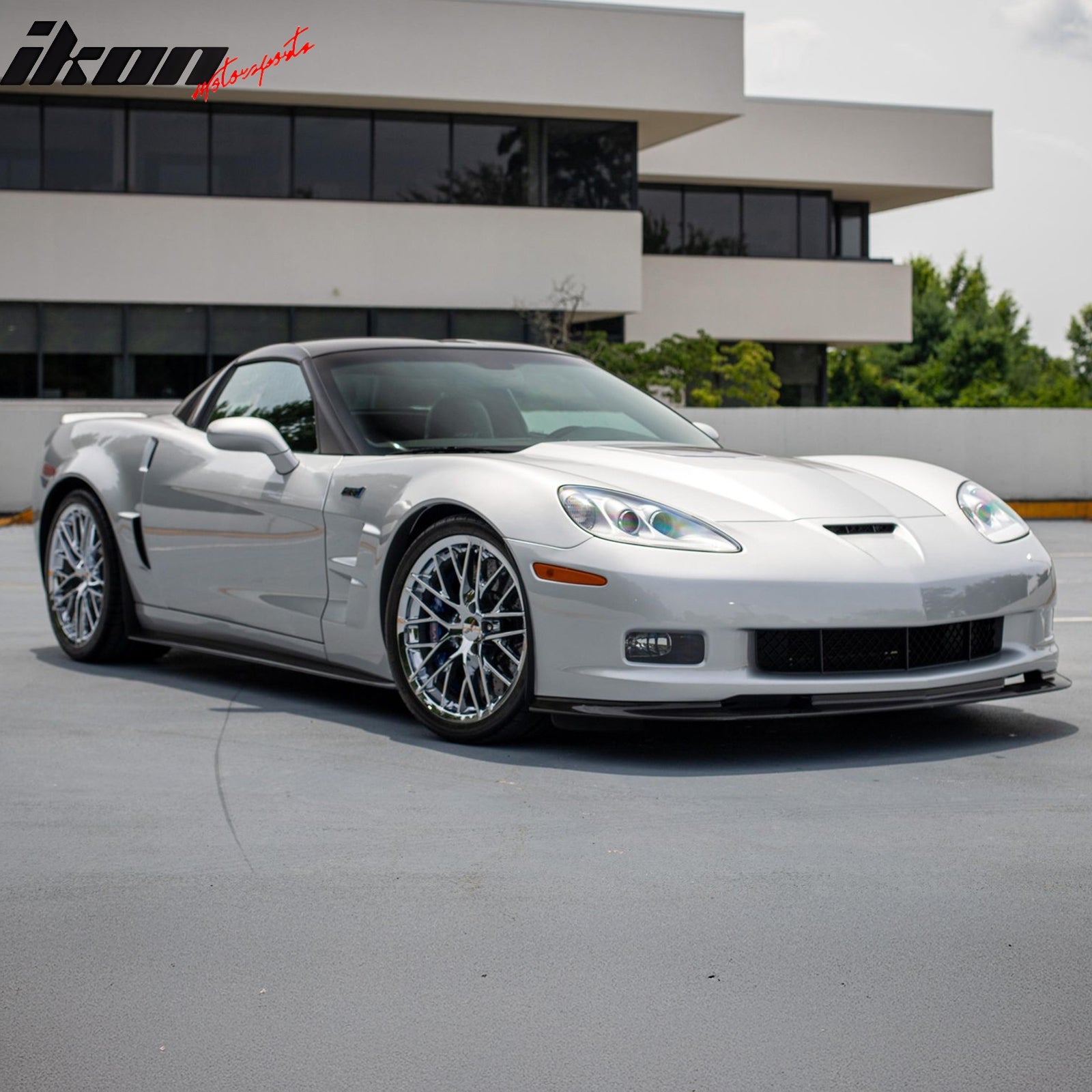 Fits 06-13 Chevy Corvette C6 Front Bumper Lip ZR1 Style 3PC Spoiler Gloss Black