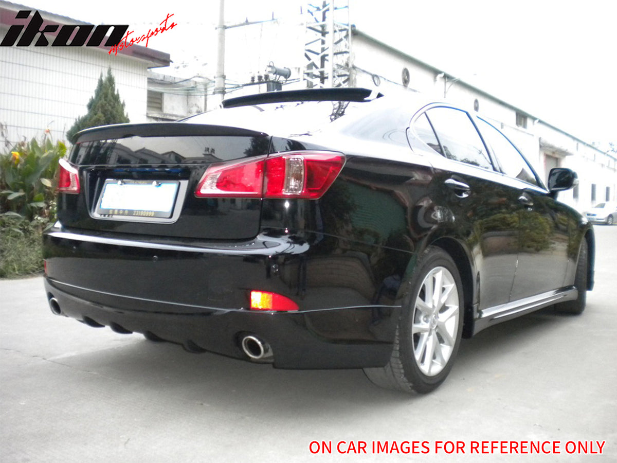 IKON MOTORSPORTS, Trunk Spoiler Compatible with 2006-2013 Lexus 2nd Gen IS250/IS350/IS F Sedan 4-Door, OE Style Unpainted Gray ABS Plastic Rear Trunk Lid Spoiler Wing Lip