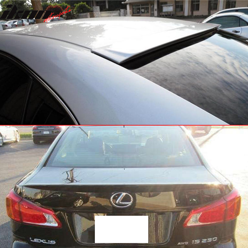 Pre-painted Trunk & Roof Spoiler Compatible With 2006-2013 Lexus IS250 & IS350 & IS-F Sedan & Saloon, Factory Style ABS #1G0 Smoky Granite Rear Deck Wing by IKON MOTORSPORTS, 2007 2008 2009