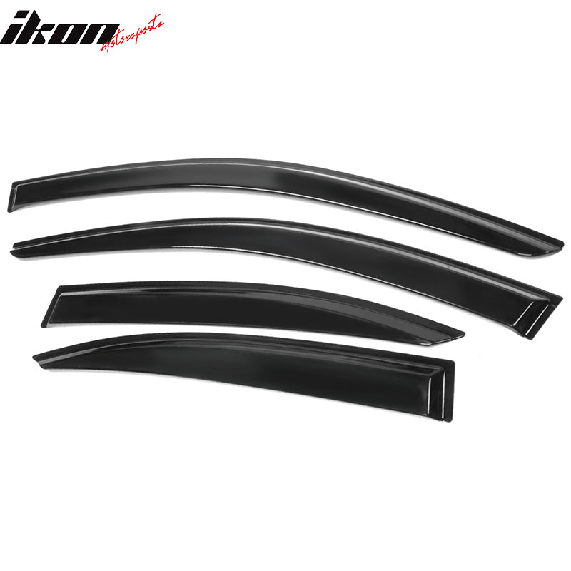 IKON MOTORSPORTS Tape on Window Visors Compatible With 2006-2013 Lexus IS250 IS350 & 2008-2014 IS F, Dark Smoke Slim Style Acrylic Car Rain Guards Window Wind Deflector Shade