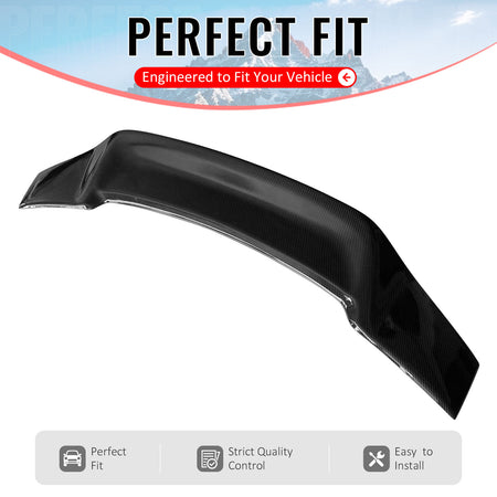 IKON MOTORSPORTS, Trunk Spoiler Compatible with 2006-2013 Lexus IS250 IS350 & 2008-2014 IS F Sedan 4-Door, R Style Carbon Fiber Print ABS Plastic Add-on Rear Trunk Lid Spoiler Wing Lip 1Piece