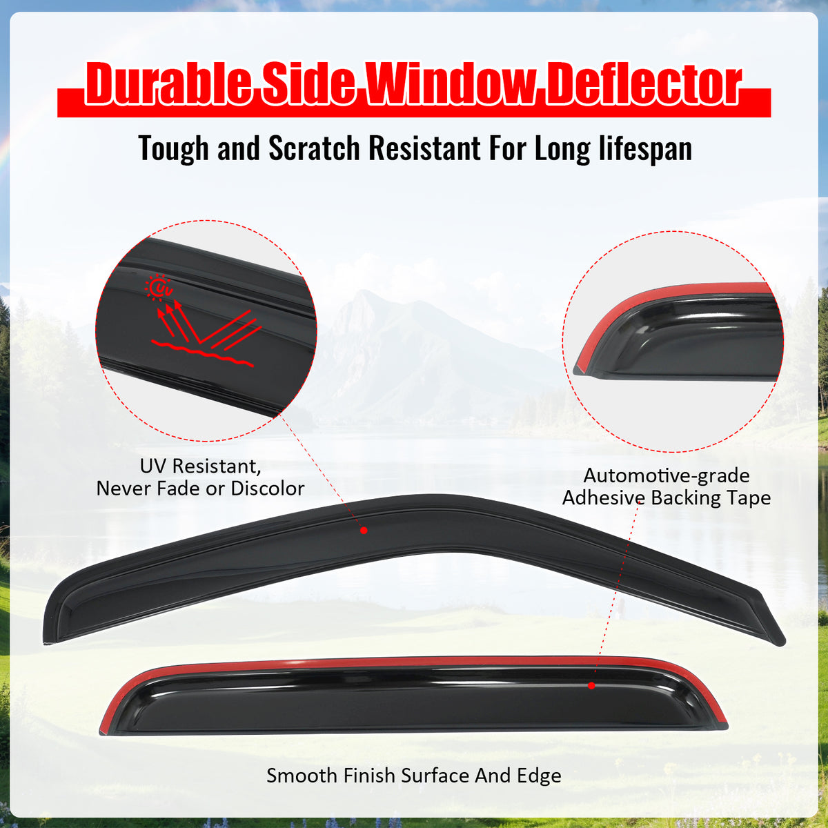 Fits 06-14 Honda Ridgeline Window Visors Smoke Acrylic Rain Sun Vent Shade 4PCS