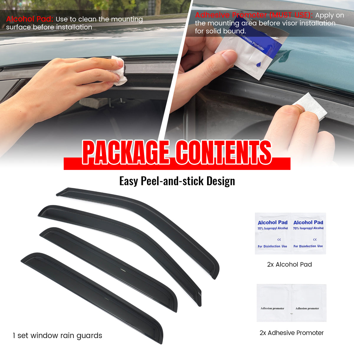 Fits 06-14 Honda Ridgeline Window Visors Smoke Acrylic Rain Sun Vent Shade 4PCS