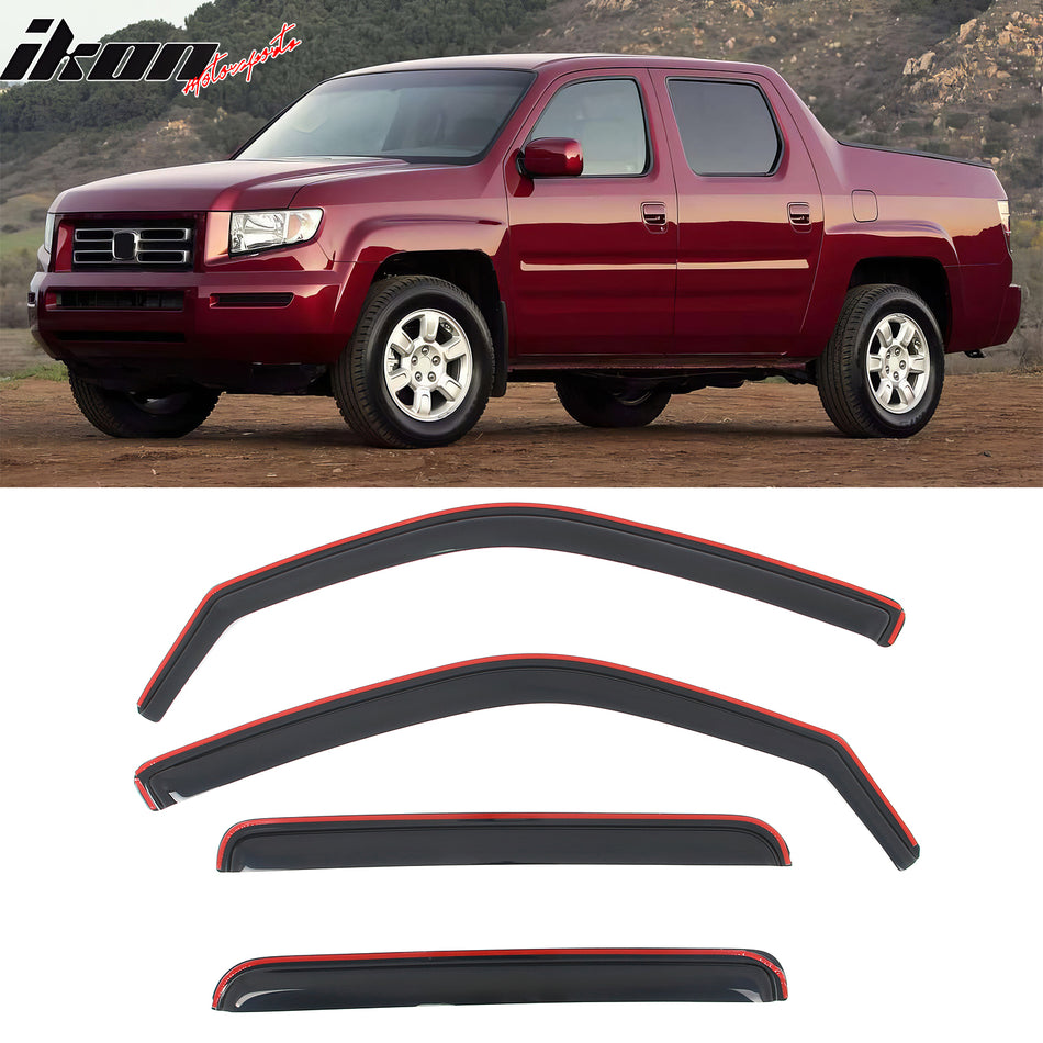 2006-2014 Honda Ridgeline Window Visors In Channel Deflectors Guard