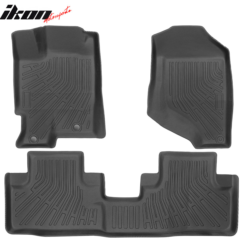 IKON MOTORSPORTS 3D TPE Floor Mats + Trunk & Backrest Mats + Window Visors, Compatible with 2007-2008 Acura RDX, TPE All Weather Waterproof Non-Slip Floor Liners, Front & 2nd Row Full Set, Black