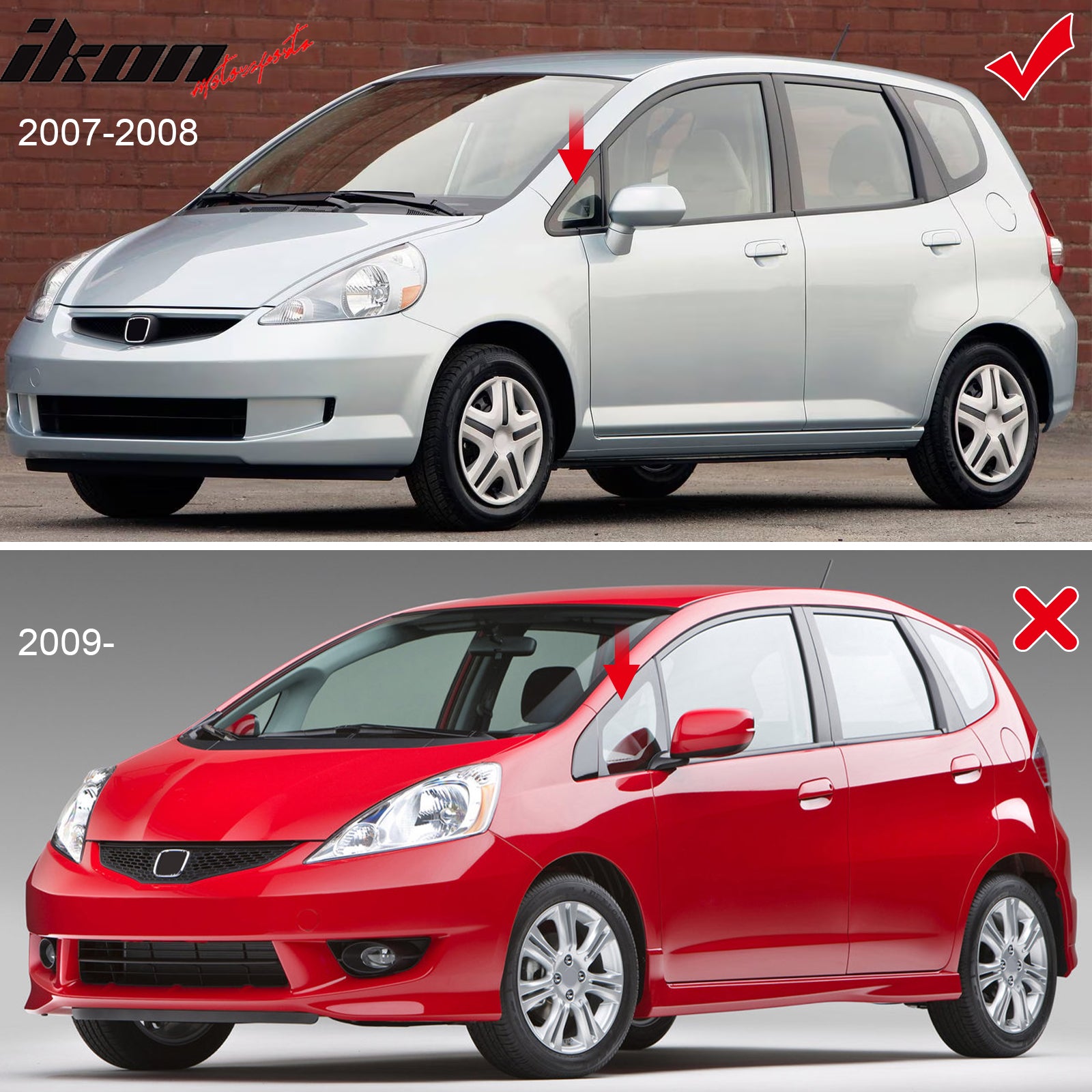 Honda Fit 2007-2008 Window Deflectors | UV-Resistant Acrylic