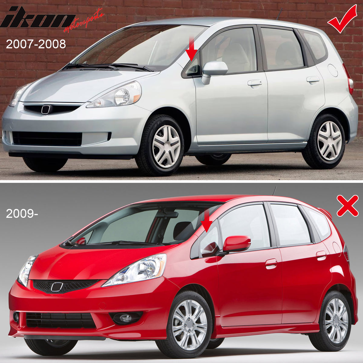 Fits 07-08 Honda Fit GD3 Acrylic Window Visors Sun Guard Rain Deflector 4Pc Set