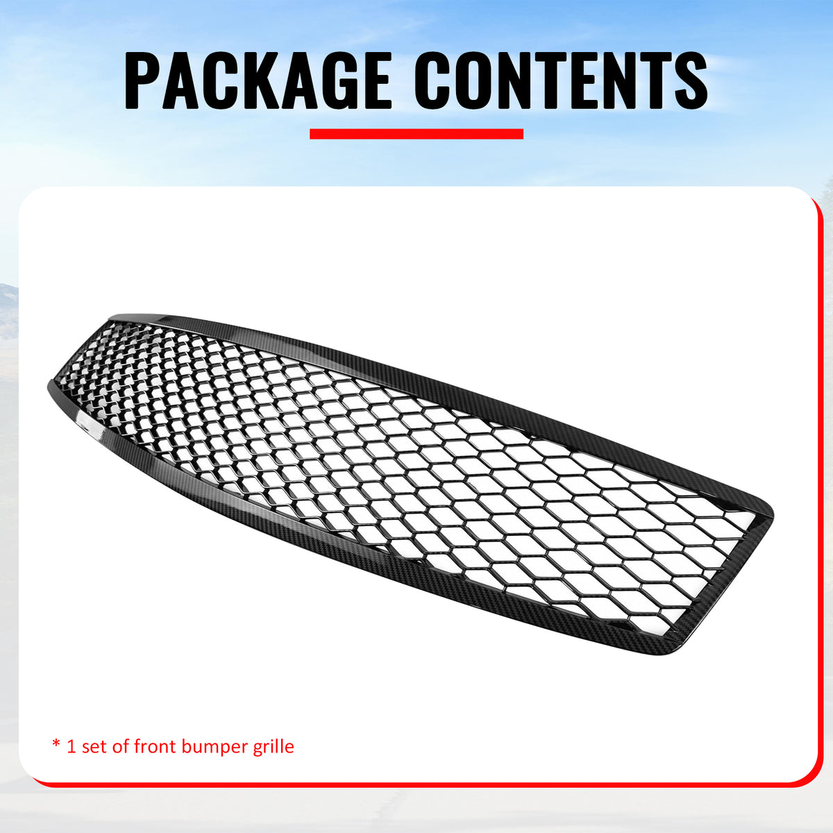 Fits 07-08 Infiniti G35 4Dr Honeycomb Style Upper Grille Carbon Fiber Print ABS