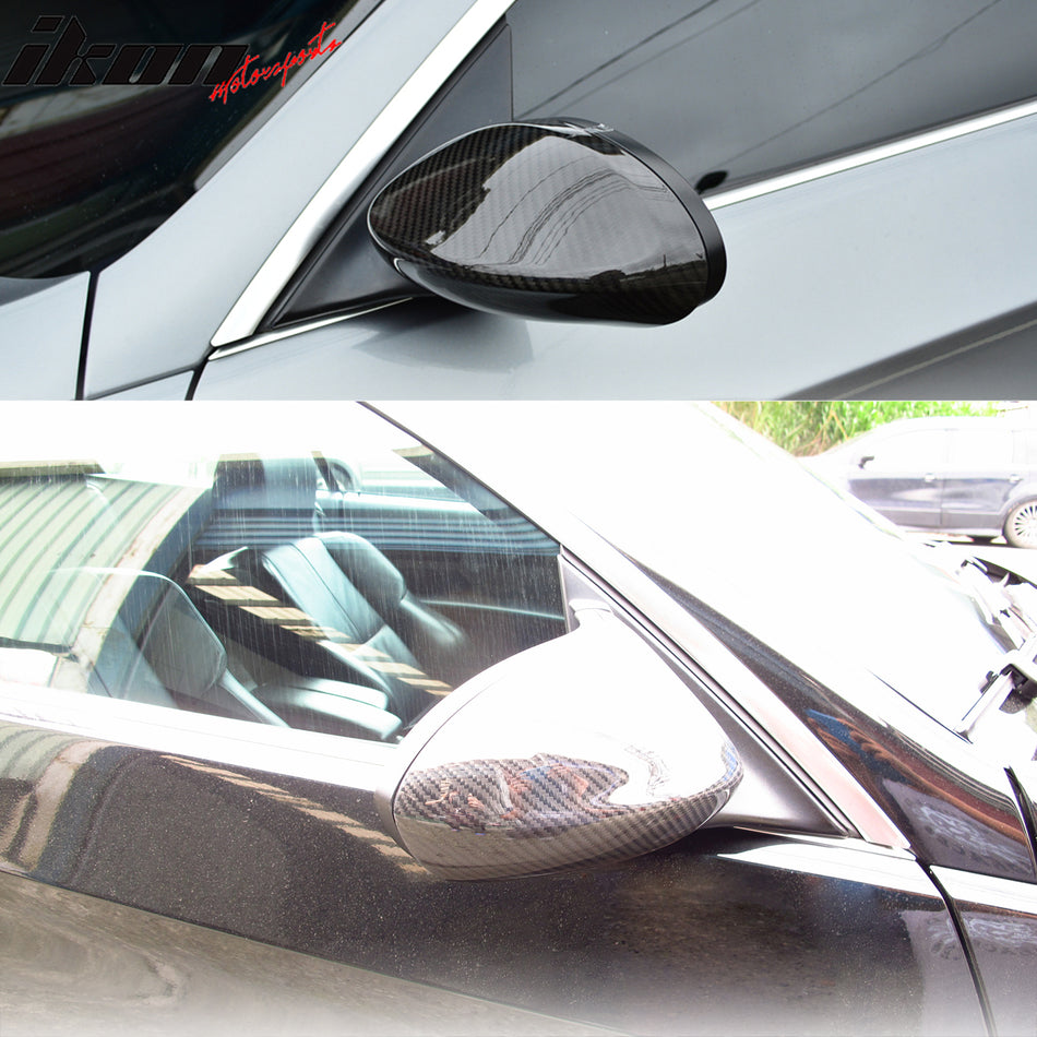 IKON MOTORSPRTS, Mirror Cover Compatible With 2007-2009 BMW E92 3-Series Pre-LCI 2-Door Coupe, Side Rear View Add-On Caps Real Carbon Fiber Factory Style Driver Passenger Overlay Guard 2PC, 2008