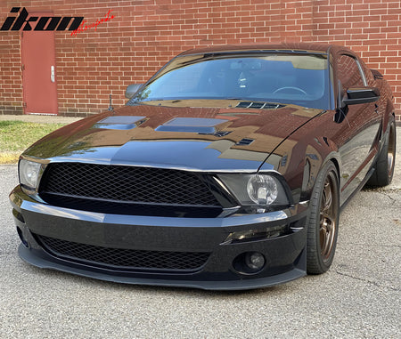 IKON MOTORSPORTS Front Upper Grille, Compatible with 2007-2009 Ford Mustang GT500 GT500KR Models, OE Style Unpainted Black ABS Injection Replacement Front Bumper Grill 1PC