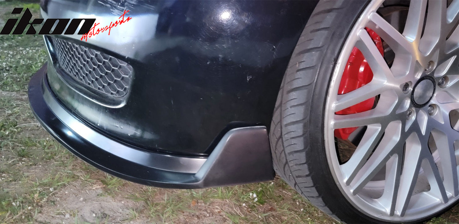 IKON MOTORSPORTS Front Bumper Lip, Compatible with 2007-2009 Infiniti G37 2Dr, MDA V2 Style Unpainted Black PU Front Bumper Lip Lower Splitter Protector