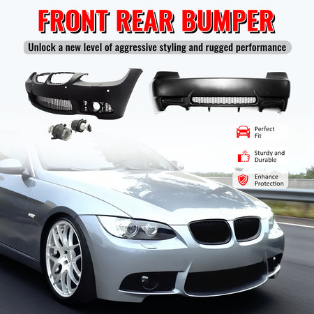 Fits 07-10 BMW E92 E93 3 Series M3 Style Fog Lamps Front & Rear Bumper Cover PP