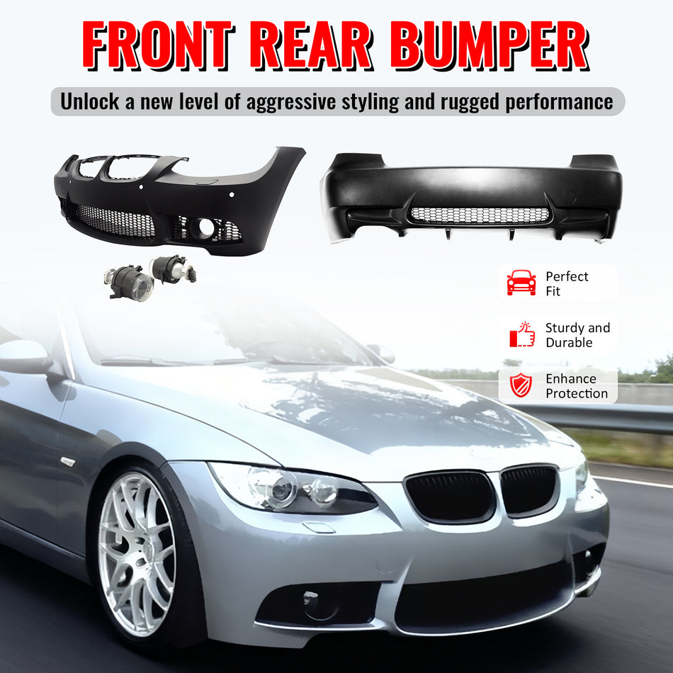 Fits 07-10 BMW E92 E93 3 Series M3 Style Fog Lamps Front & Rear Bumper Cover PP