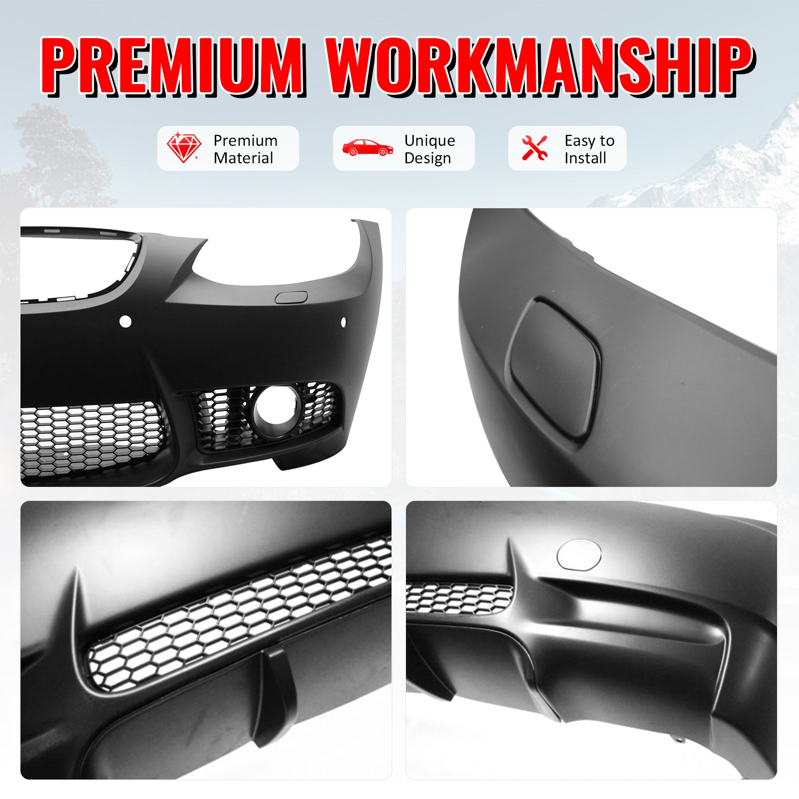 Fits 07-10 BMW E92 E93 3 Series M3 Style Fog Lamps Front & Rear Bumper Cover PP