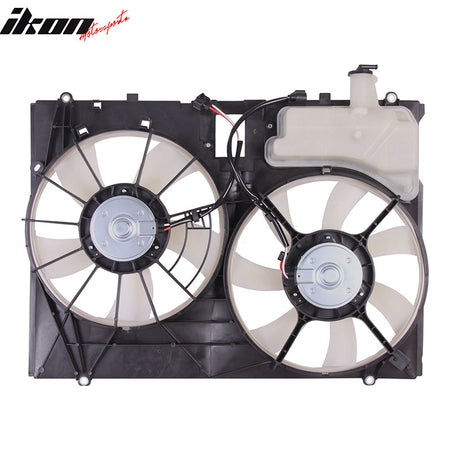 IKON MOTORSPORTS Radiator Cooling Fan Assembly Replacement for 2007-2010 Toyota Sienna 3.5L, 16363-0P110 16363-0A150 TO3115158 Automotive Dual Engine Fans, Black