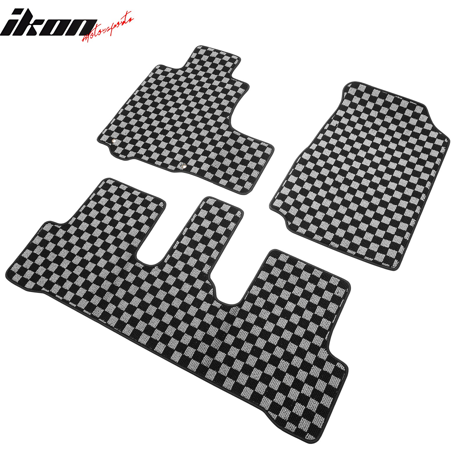 For 07-11 Honda CR-V Auto Floor Mats Non-Slip Carpets Checkered Black Gray Plaid